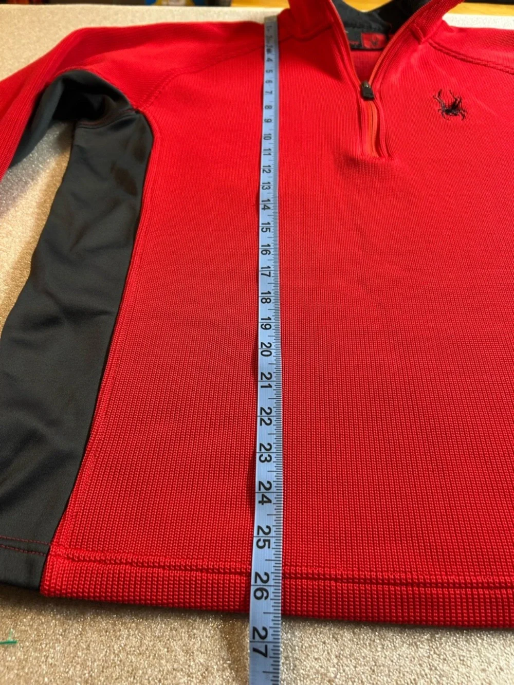Spyder Red and Black Quarter-Zip Performance‎ Sweater